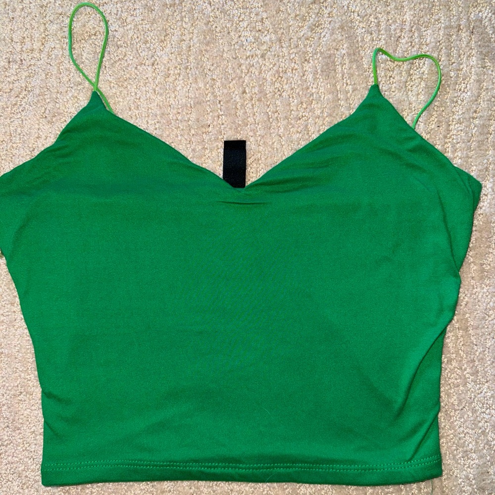 Green cropped tank top
